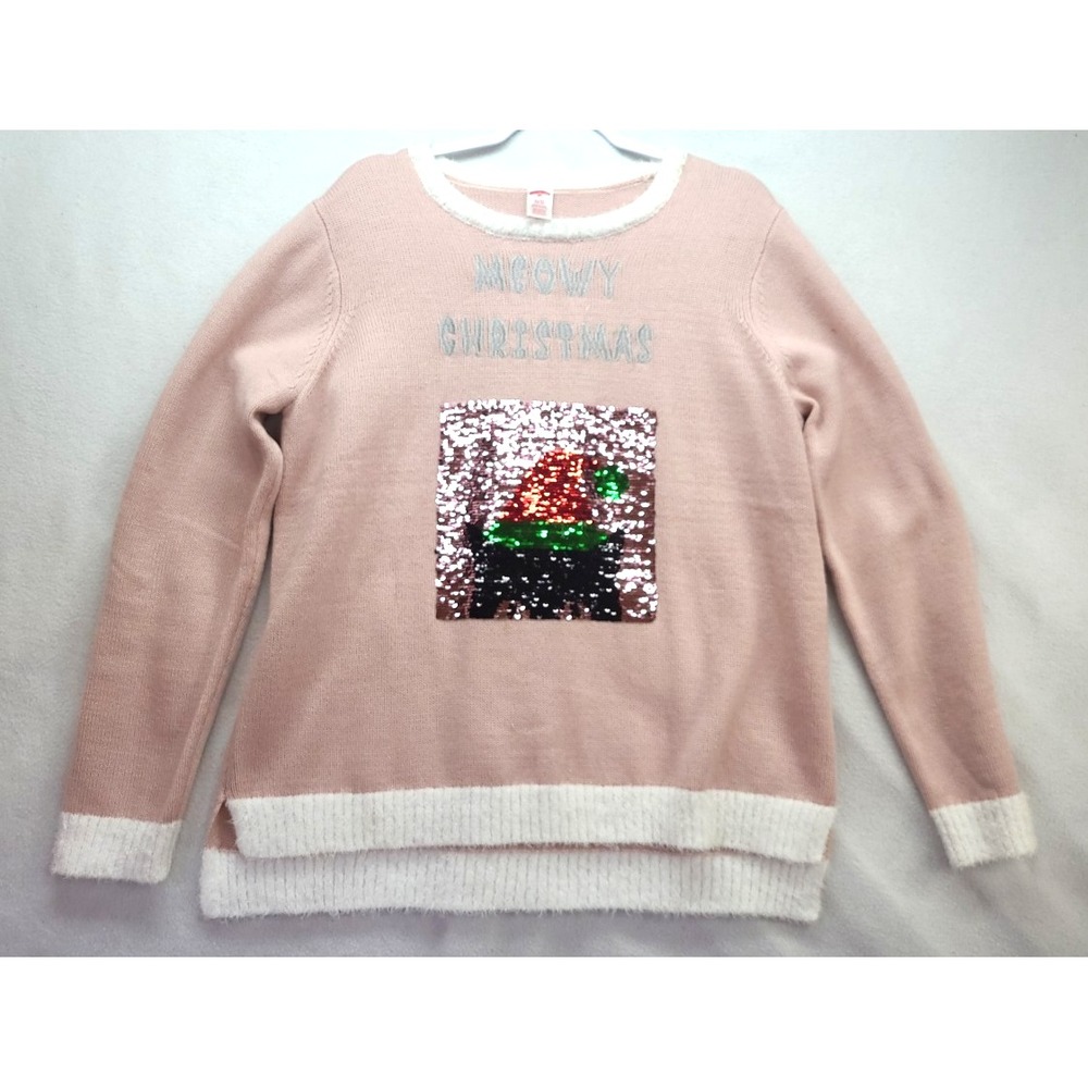 Holiday‎ Time Meowy Christmas Cats Ugly Christmas Sweater XL Pink Crew Neck